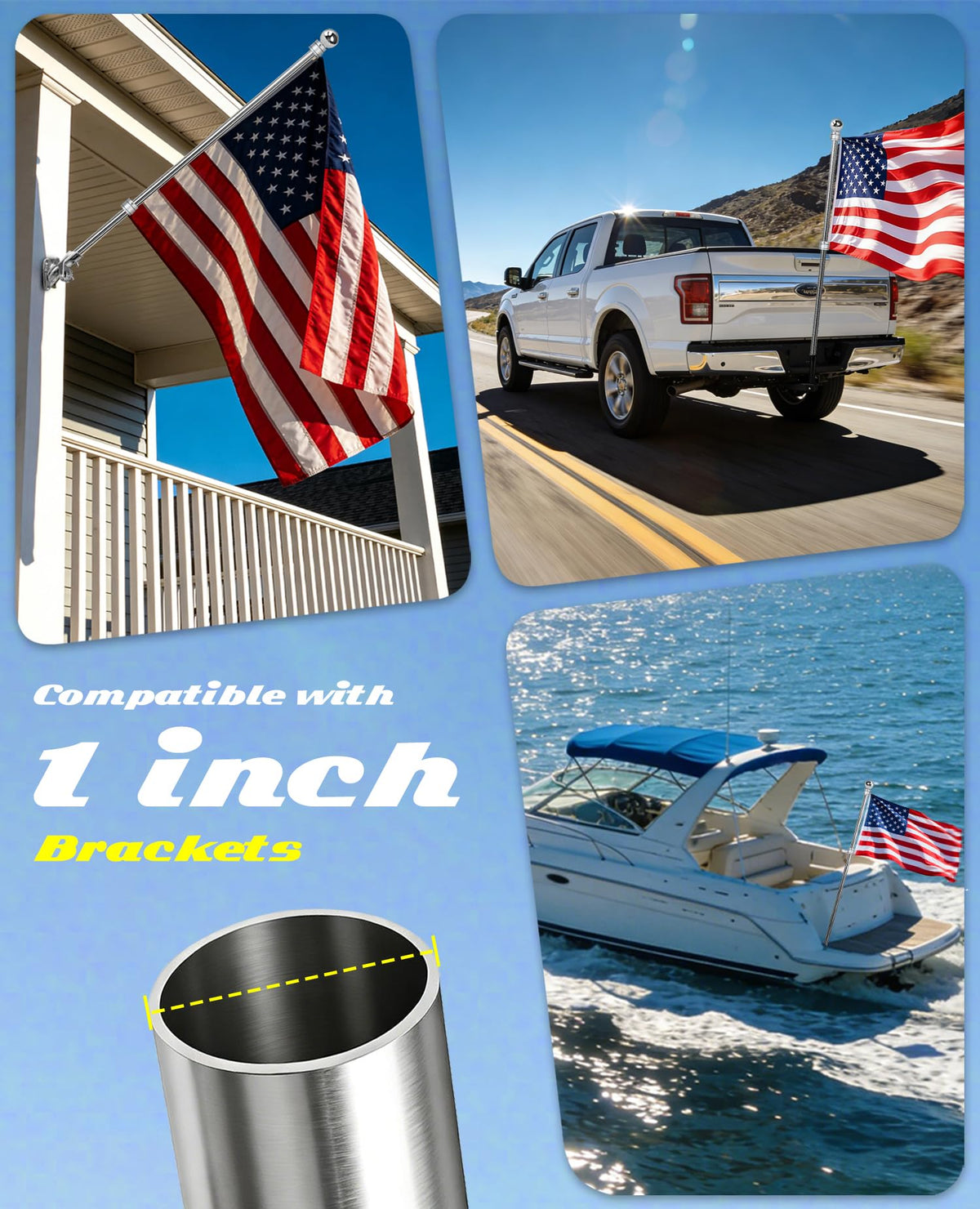 Heavy Duty Stainless Steel Flag Pole Q3398