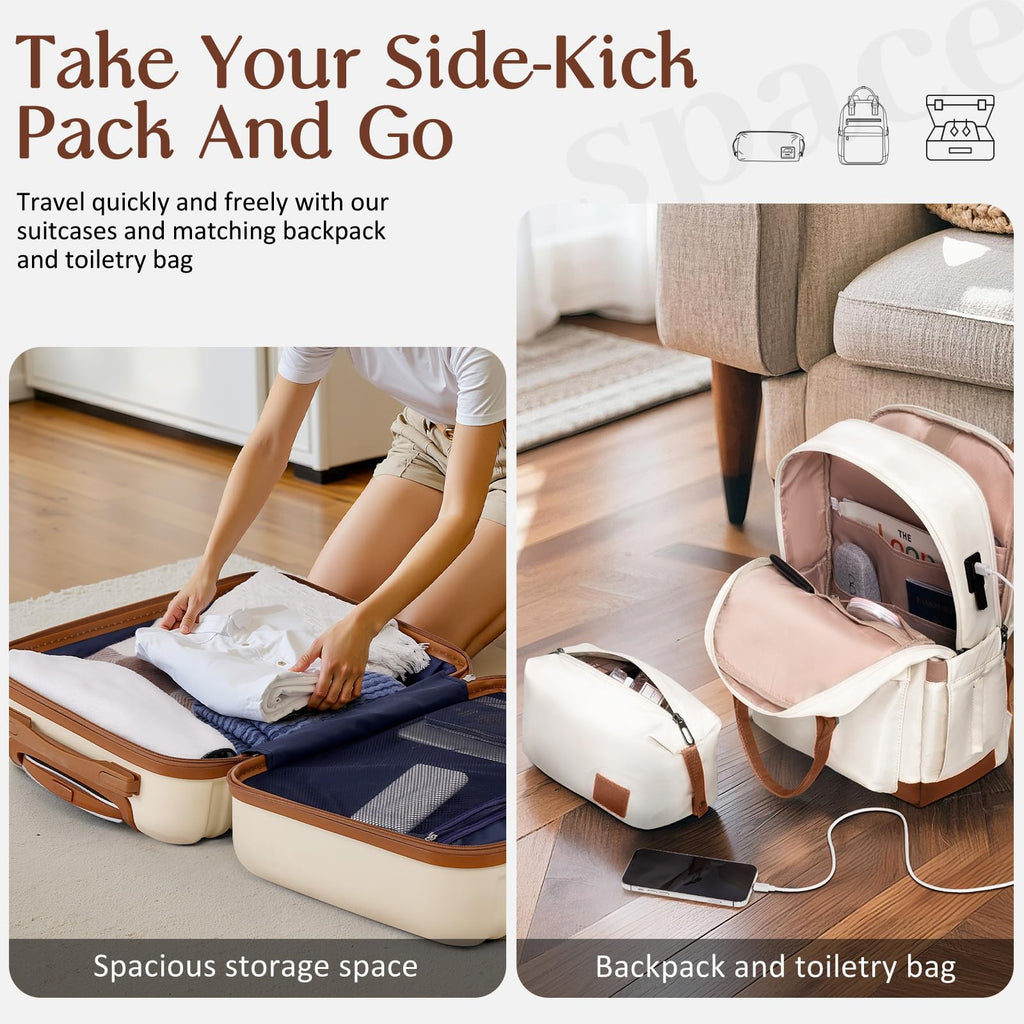 White 3 Piece Hardside Luggage Set W45021