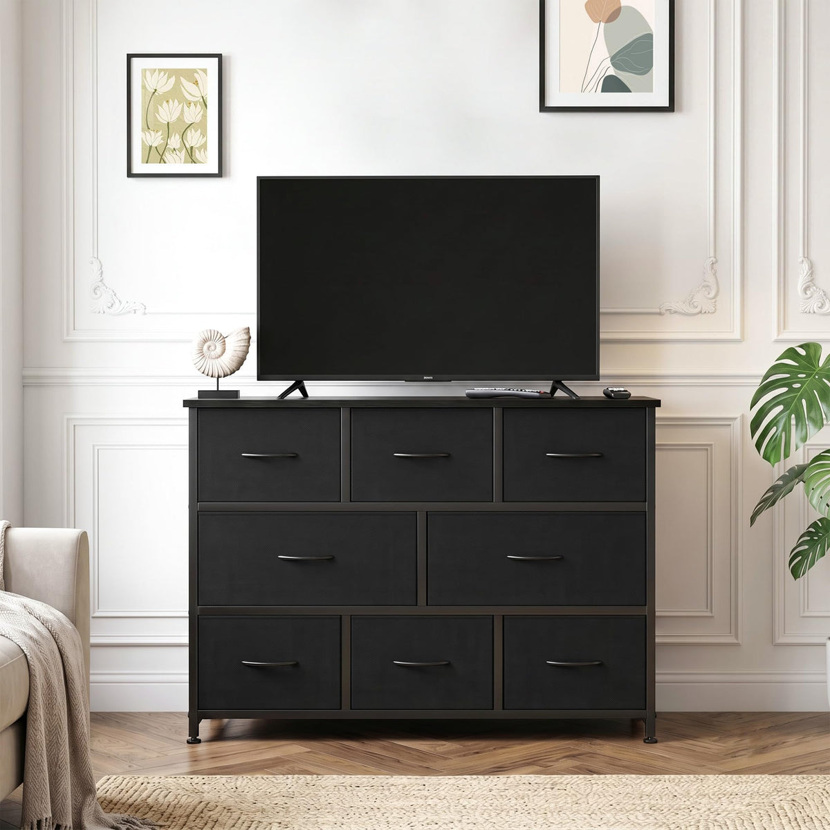 8 Drawer Fabric Dresser with Wood Top G26980