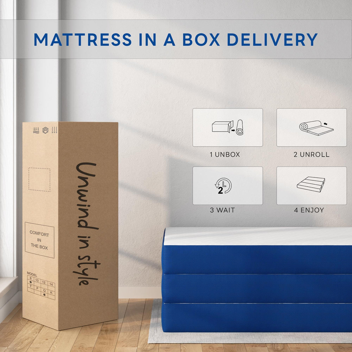 Queen 6 Inch Gel Memory Foam Trifold Mattress P409059