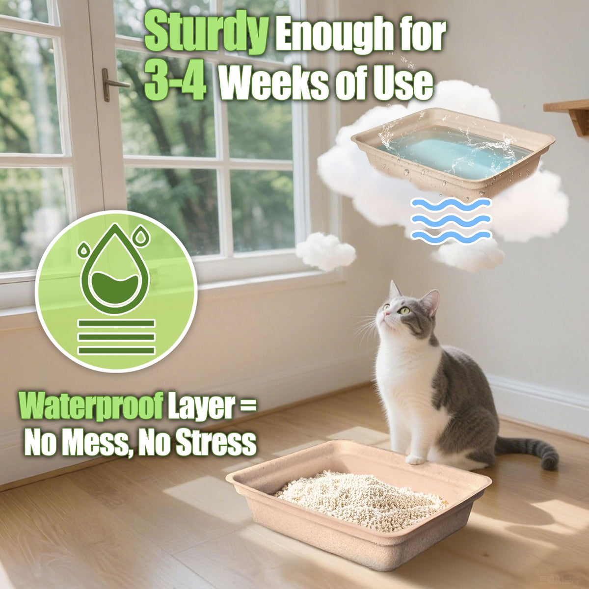 Disposable Litter Box for Cats Large 2/4/6/8-Pack 17.5X 13.5in Leak-Proof S280