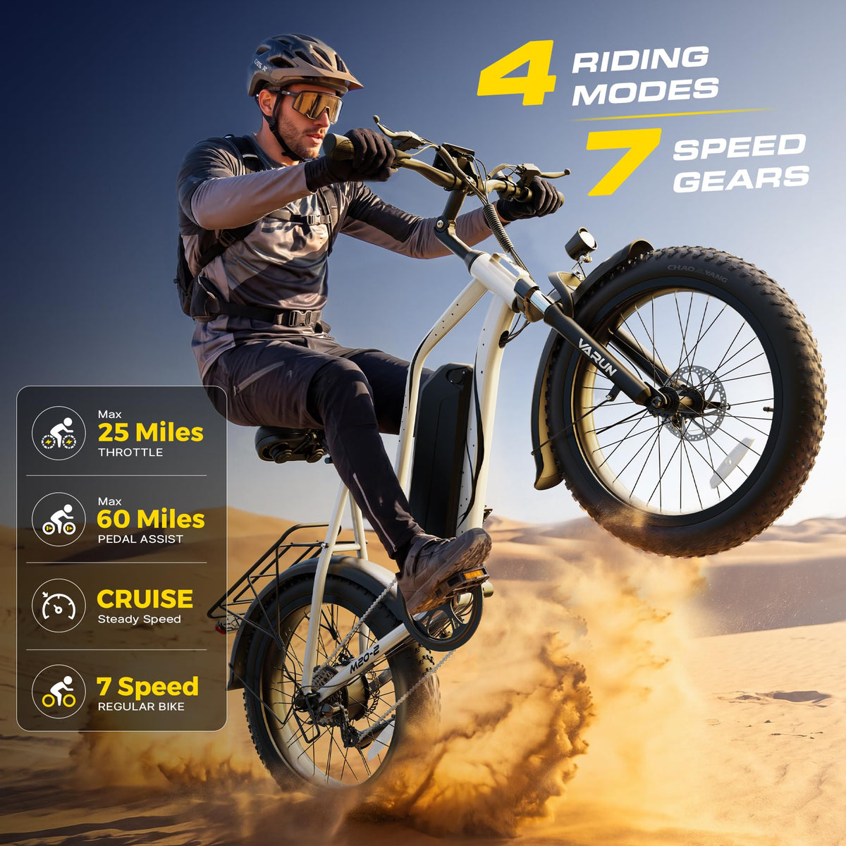 1000W Peak Motor 60+ Miles Fat Tire Electric Bike with 48V 13Ah Removable Battery V7793