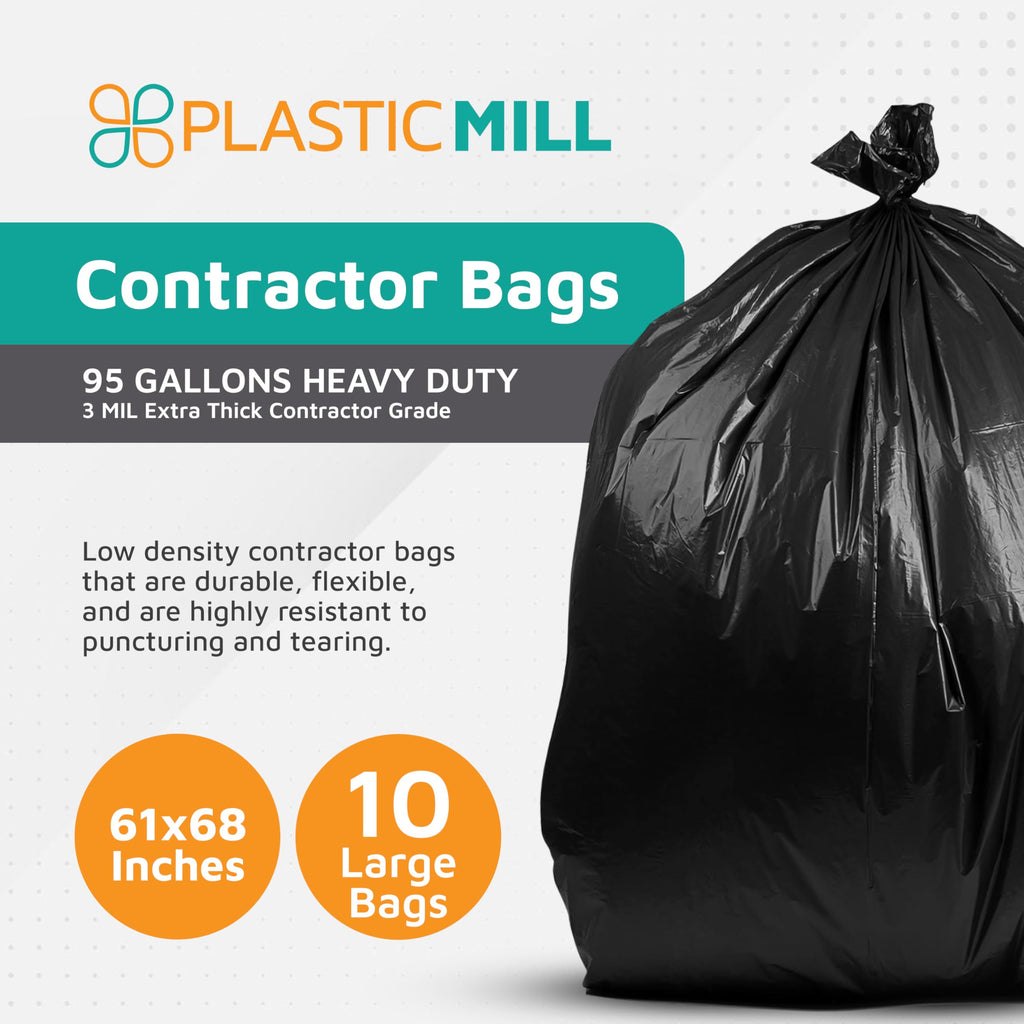 95-Gallon Black Heavy Duty Contractor Bags 10-Count T596