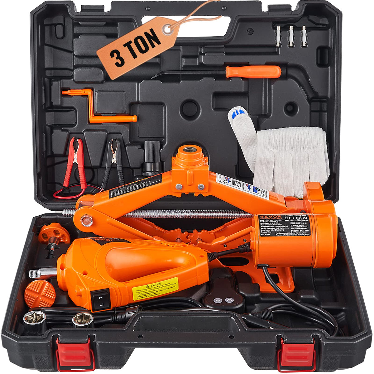 12V Electric Scissor Car Jack 3 Tons with Impact Wrench P73287