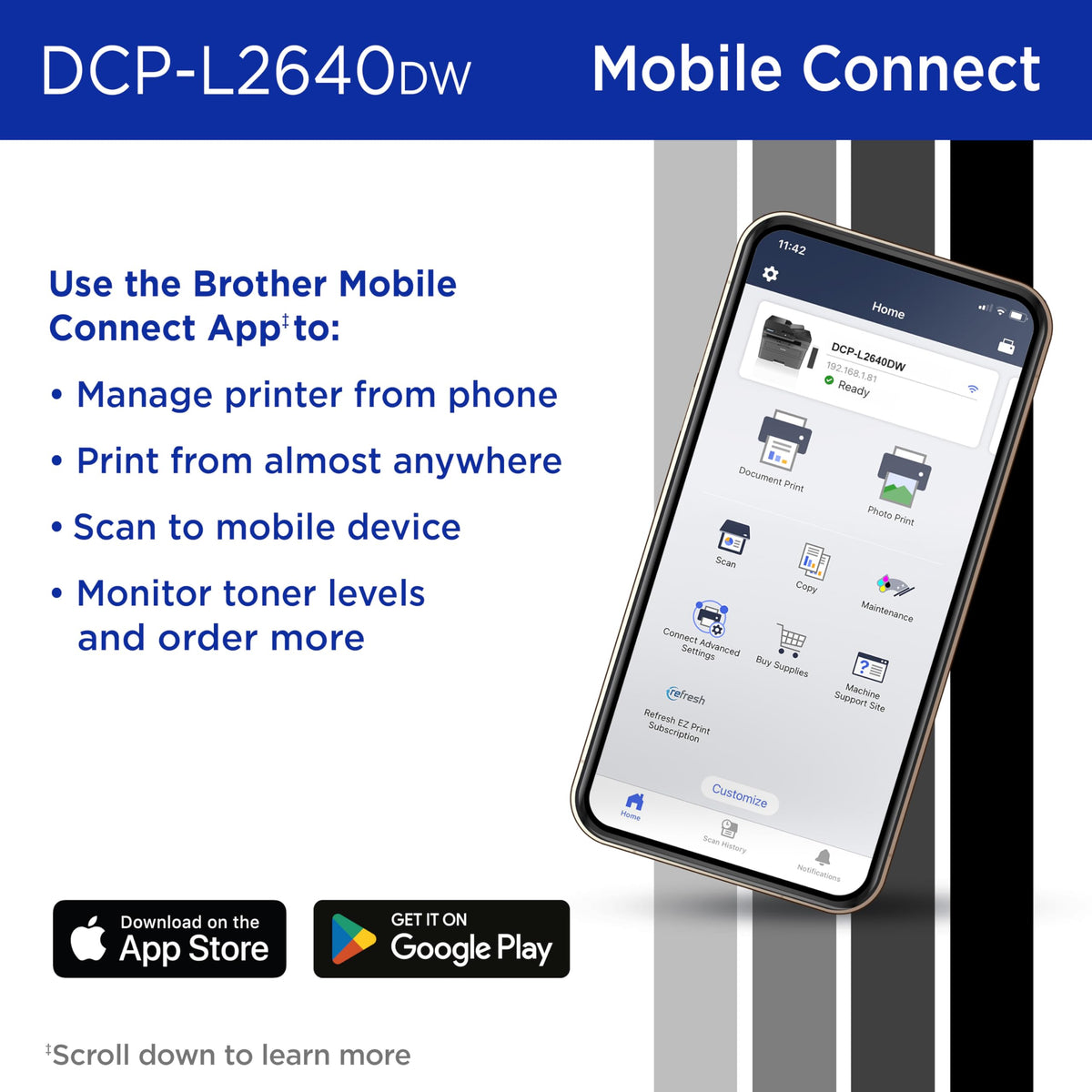 Wireless Compact Monochrome Multi-Function Printer O874