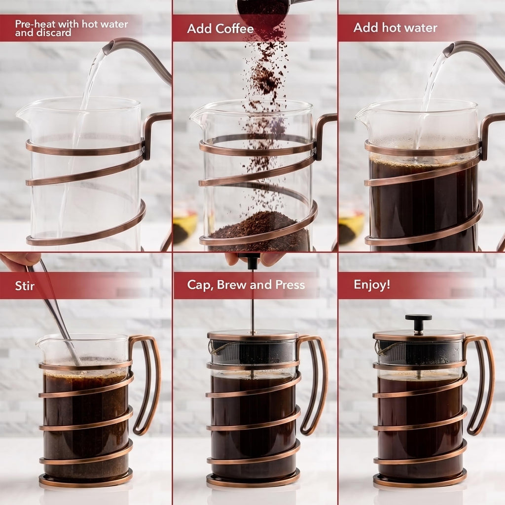 French Press Coffee Maker 27oz with 4 Filters V268001