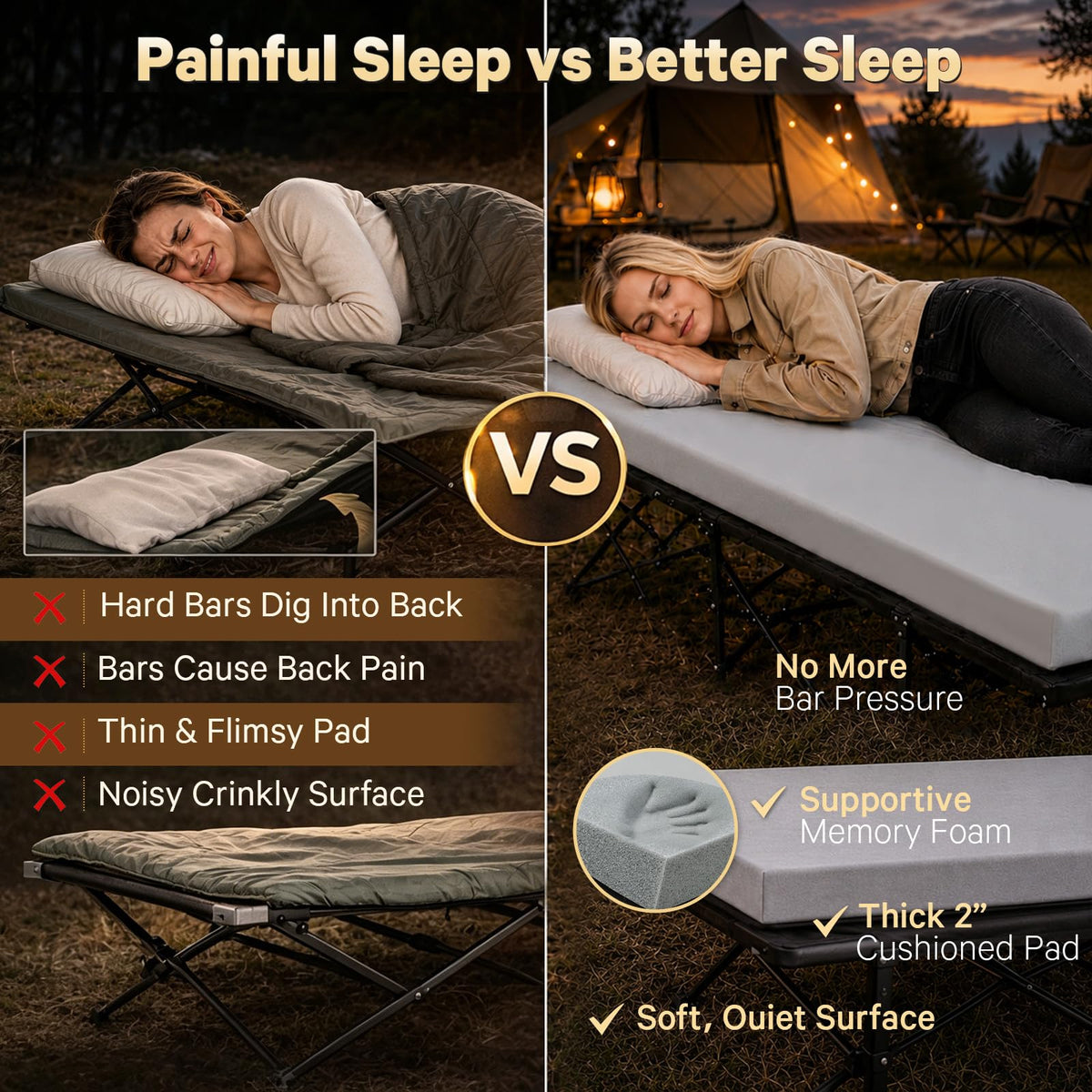 2 Inch Memory Foam Camping Cot Pad Q524372