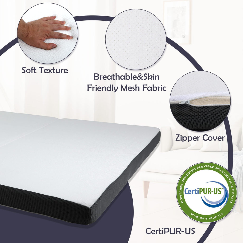 Memory Foam Folding Mattress Full 3 Inch Trifold with Washable Cover E907