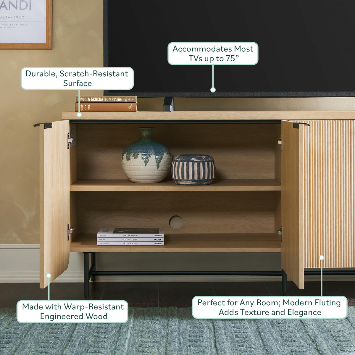 69 Inch Coastal Oak Sideboard Buffet E298430