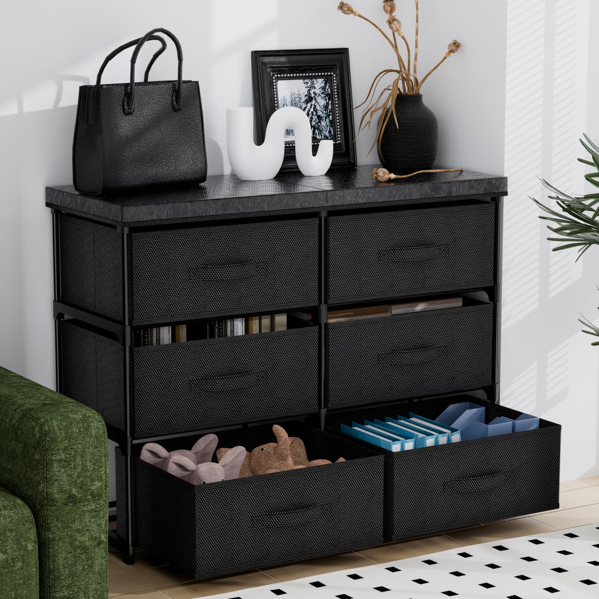 6 Drawer Fabric Dresser Storage Tower Y68766