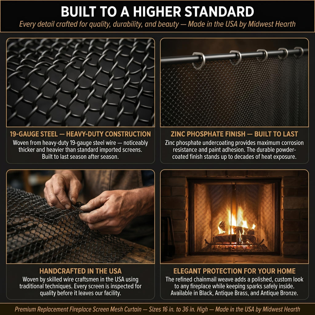 Black Fireplace Mesh Curtain Z621727