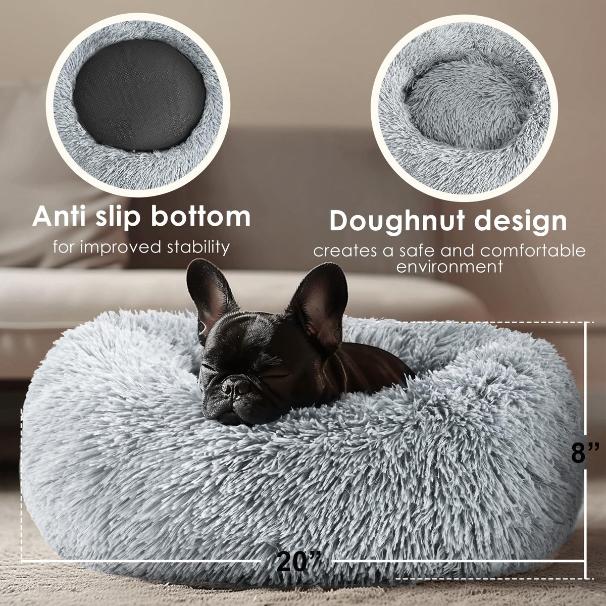20in Calming Donut Dog & Cat Bed W61307