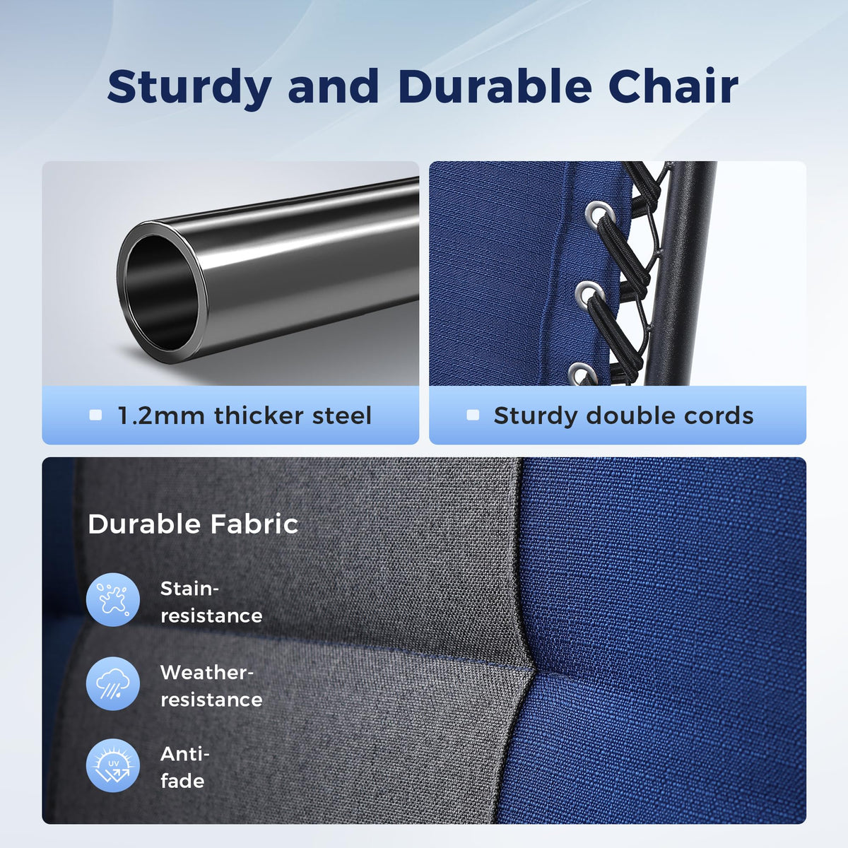 Oversized Padded Zero Gravity Chair Set of 2 Blue S9307