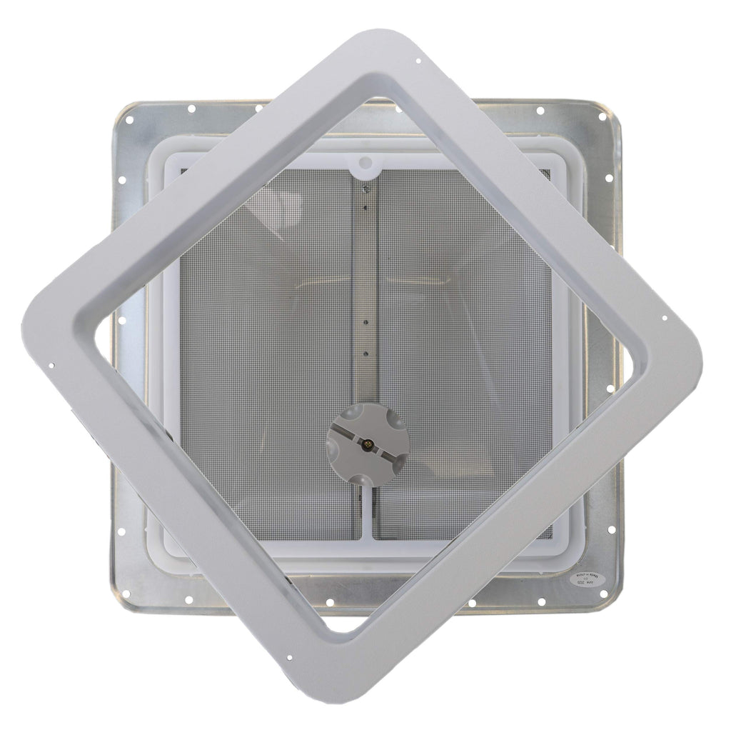 White Manual Crank RV Roof Vent with Screen W290223