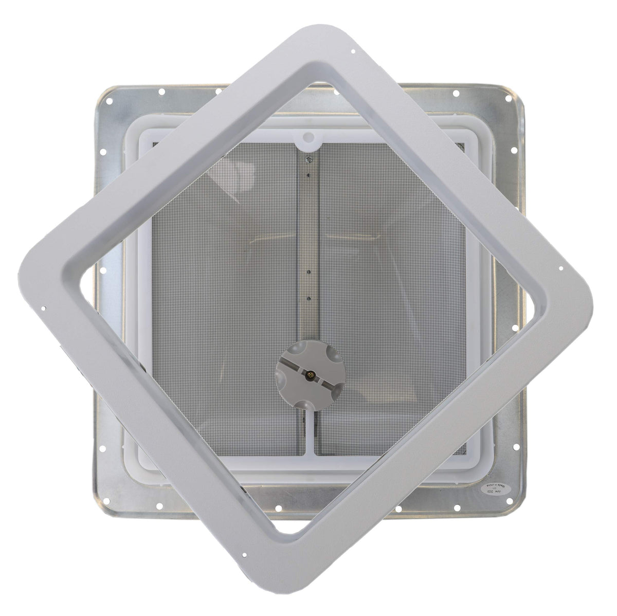 White Manual Crank RV Roof Vent with Screen W290223