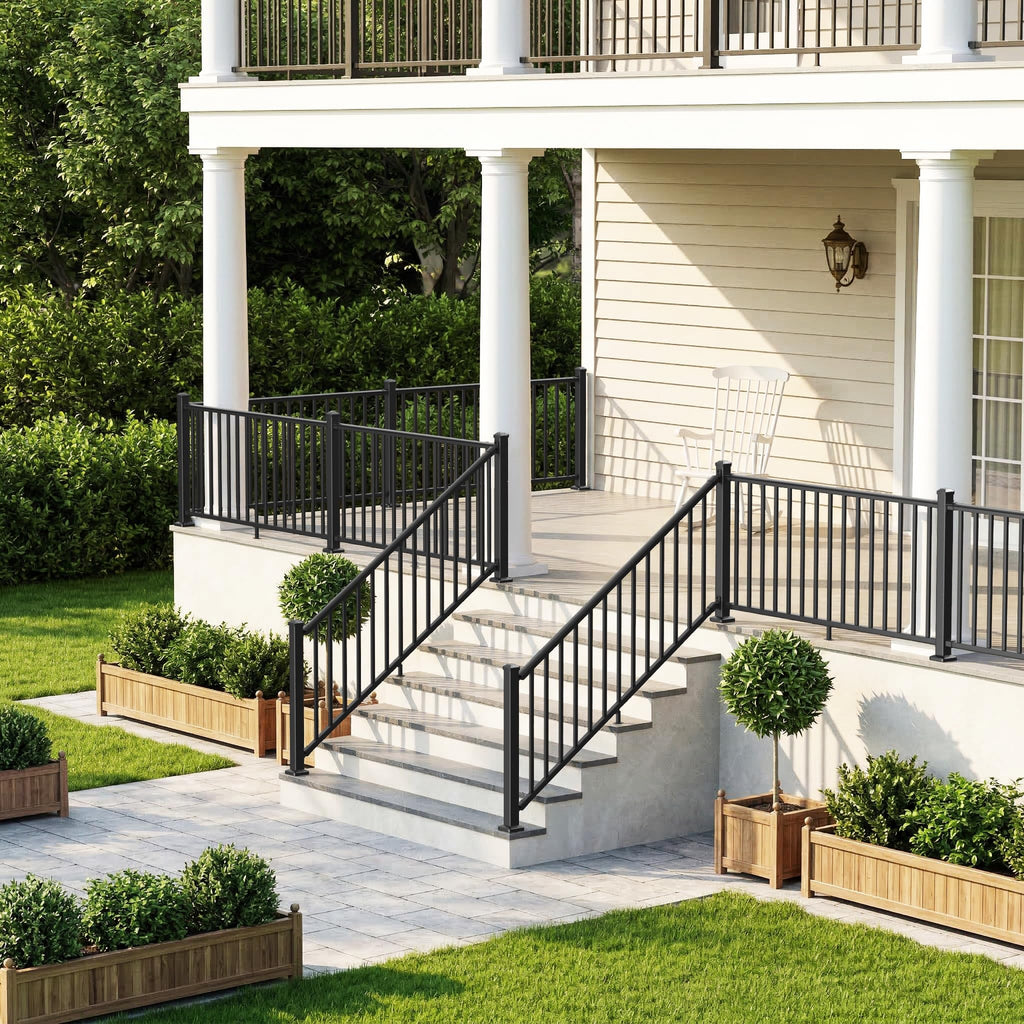 Aluminum Stair Railing Kit with Post, Matte Black W998