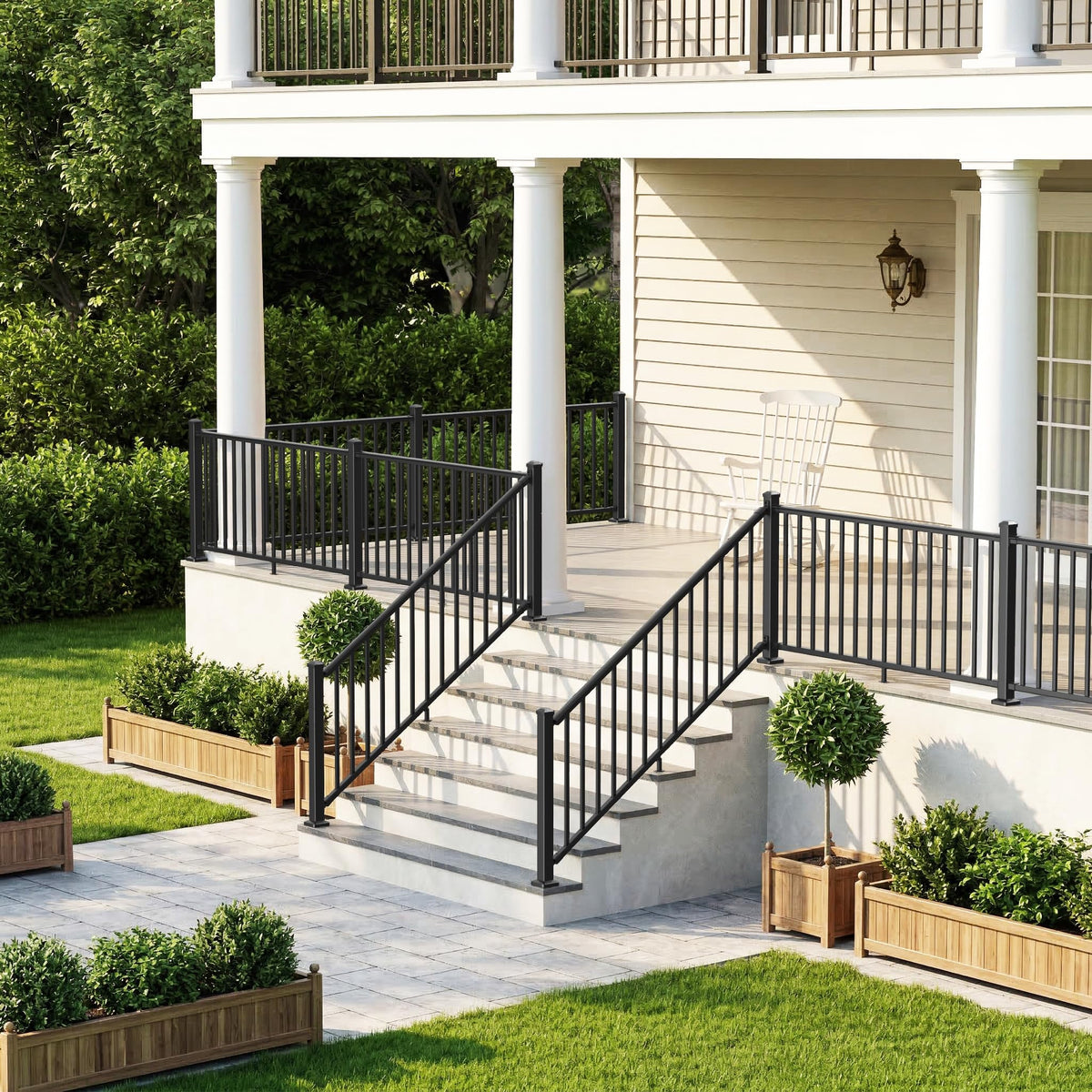 Aluminum Stair Railing Kit with Post, Matte Black W998