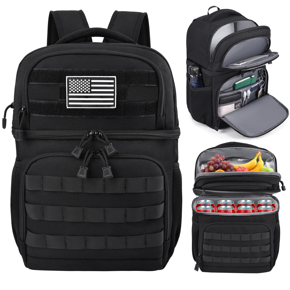 Black Insulated Leakproof Lunch Backpack U711817