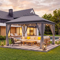 11x11 Pop Up Gazebo Canopy Tent with Mosquito Netting, Adjustable Height, Gray F829