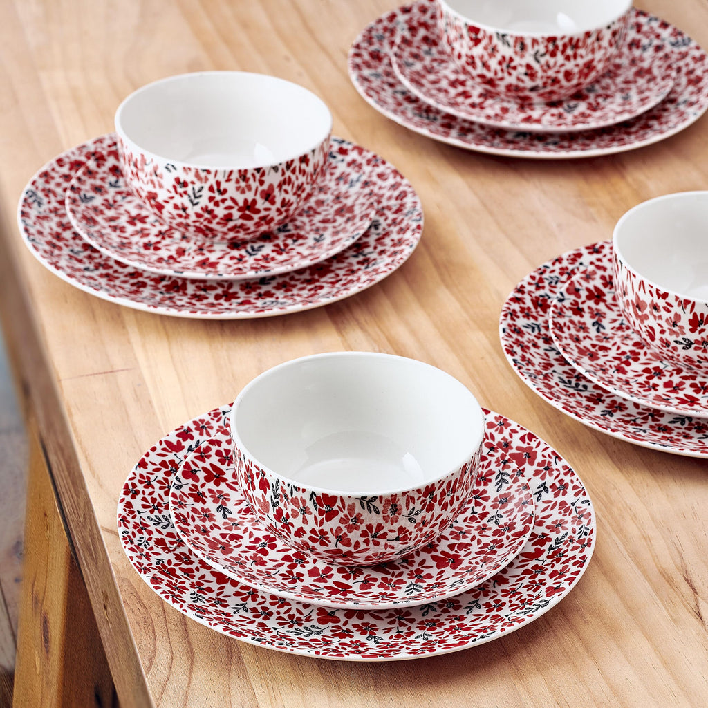 12 Piece Floral Stoneware Dinnerware Set W17089