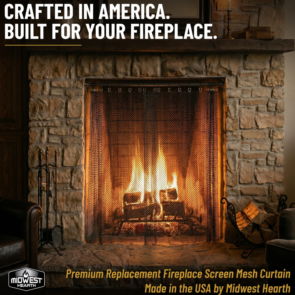Black Fireplace Mesh Curtain Z621727