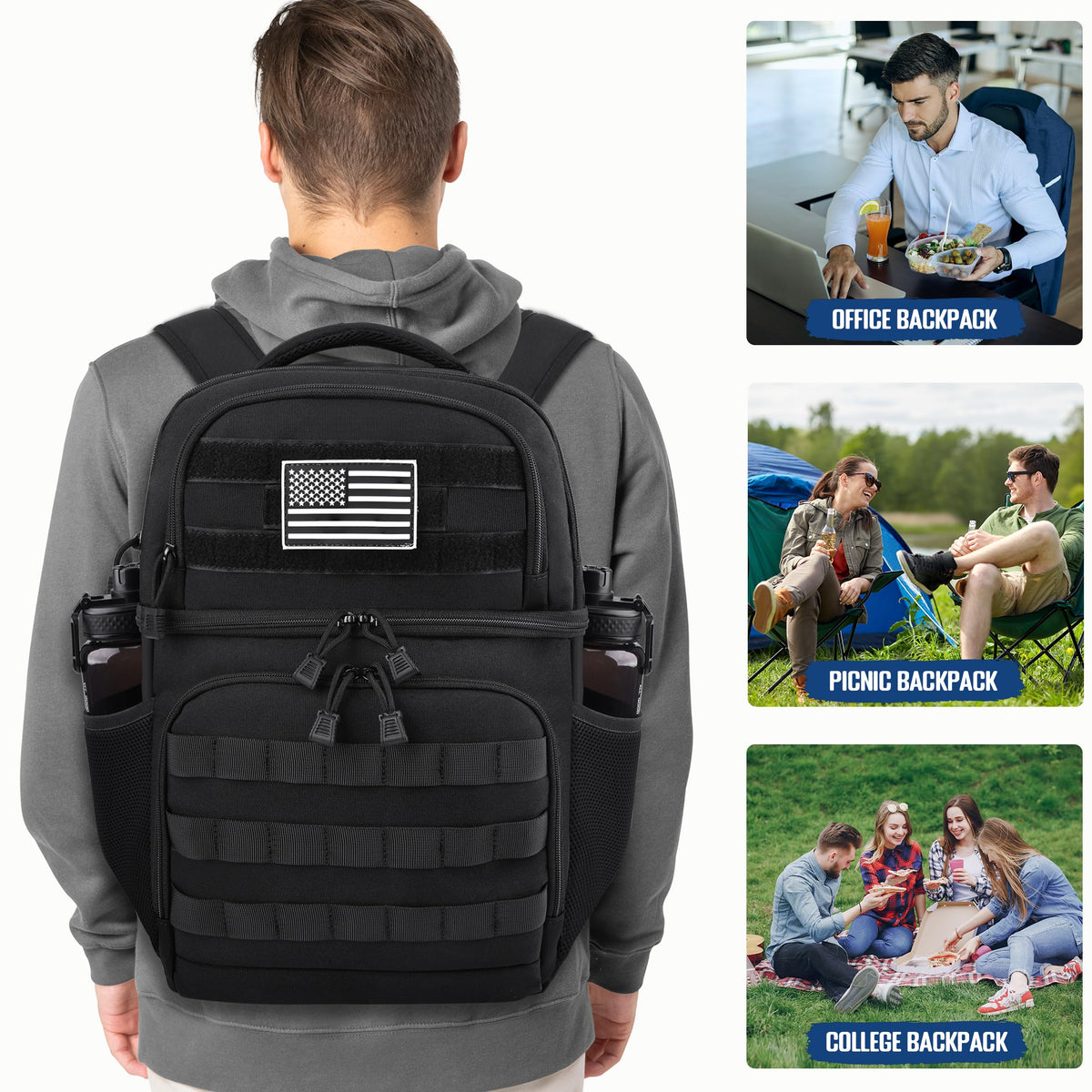 Black Insulated Leakproof Lunch Backpack U711817