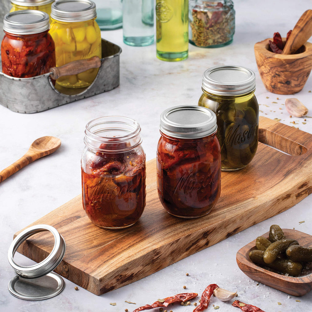 16 oz 12-Pack Regular Mouth Glass Jars with Lid & Seal Bands J9943