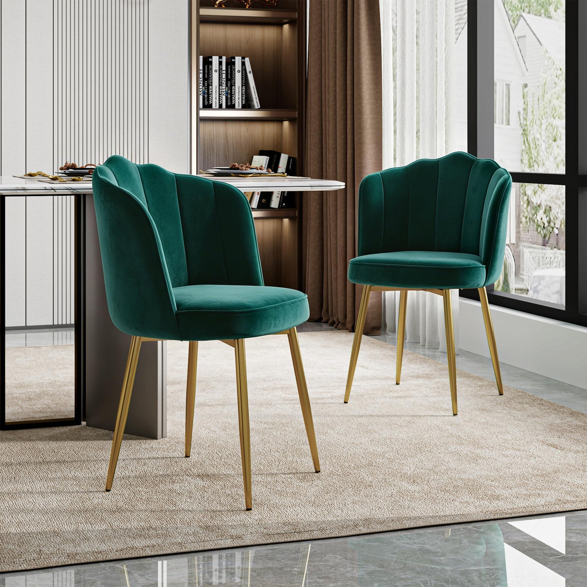 Velvet Dining Chairs Set of 2 Green K38297