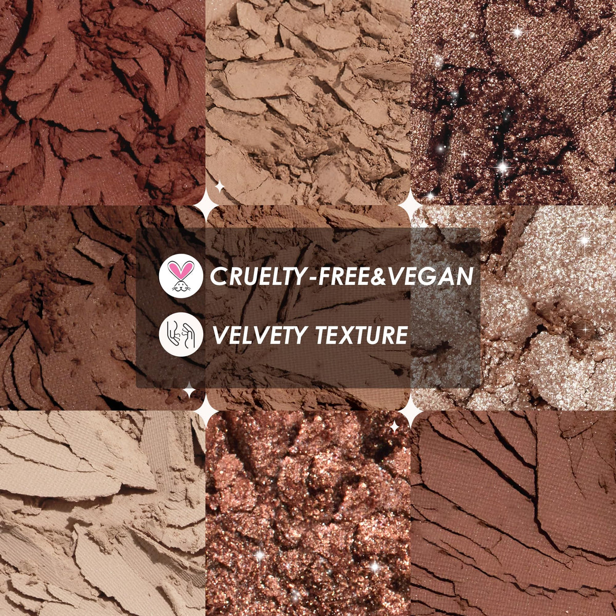 9 Colors Brown & Copper Eyeshadow Palette with Matte & Shimmer Finishes C32093