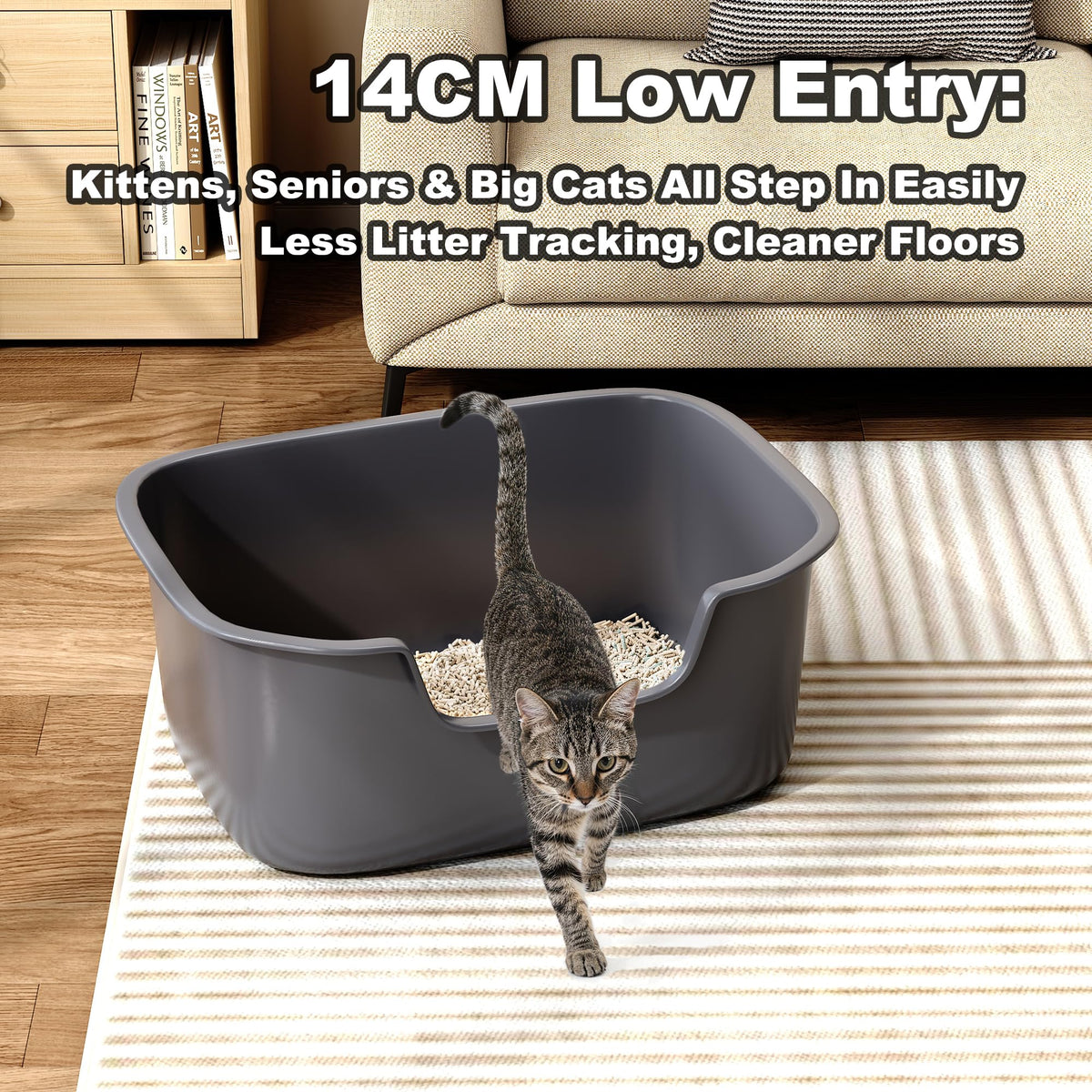 Large High Sides Cat Litter Box D532