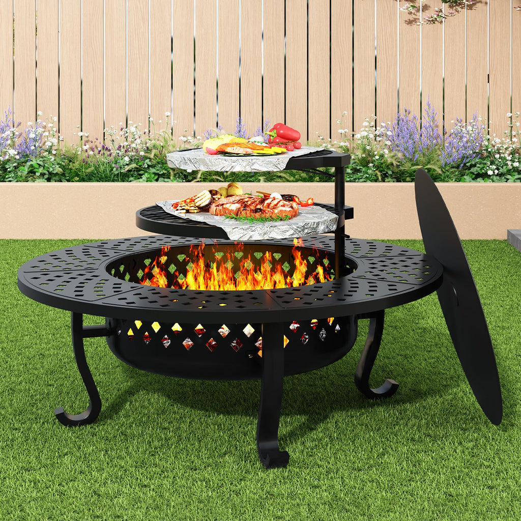 43 Inch Wood Burning Fire Pit with Lid L908