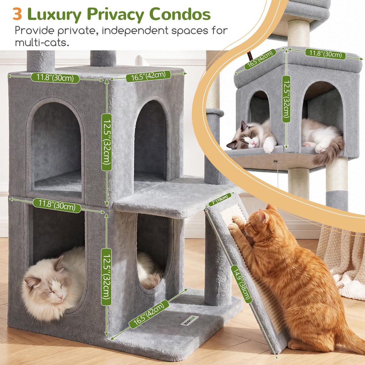 70 inch Light Grey Cat Tree Condos U786571