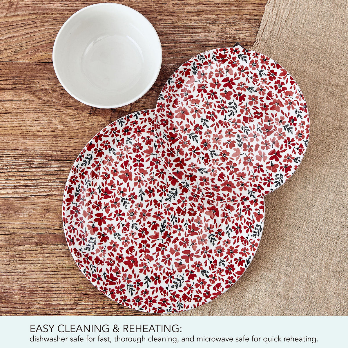 12 Piece Floral Stoneware Dinnerware Set W17089